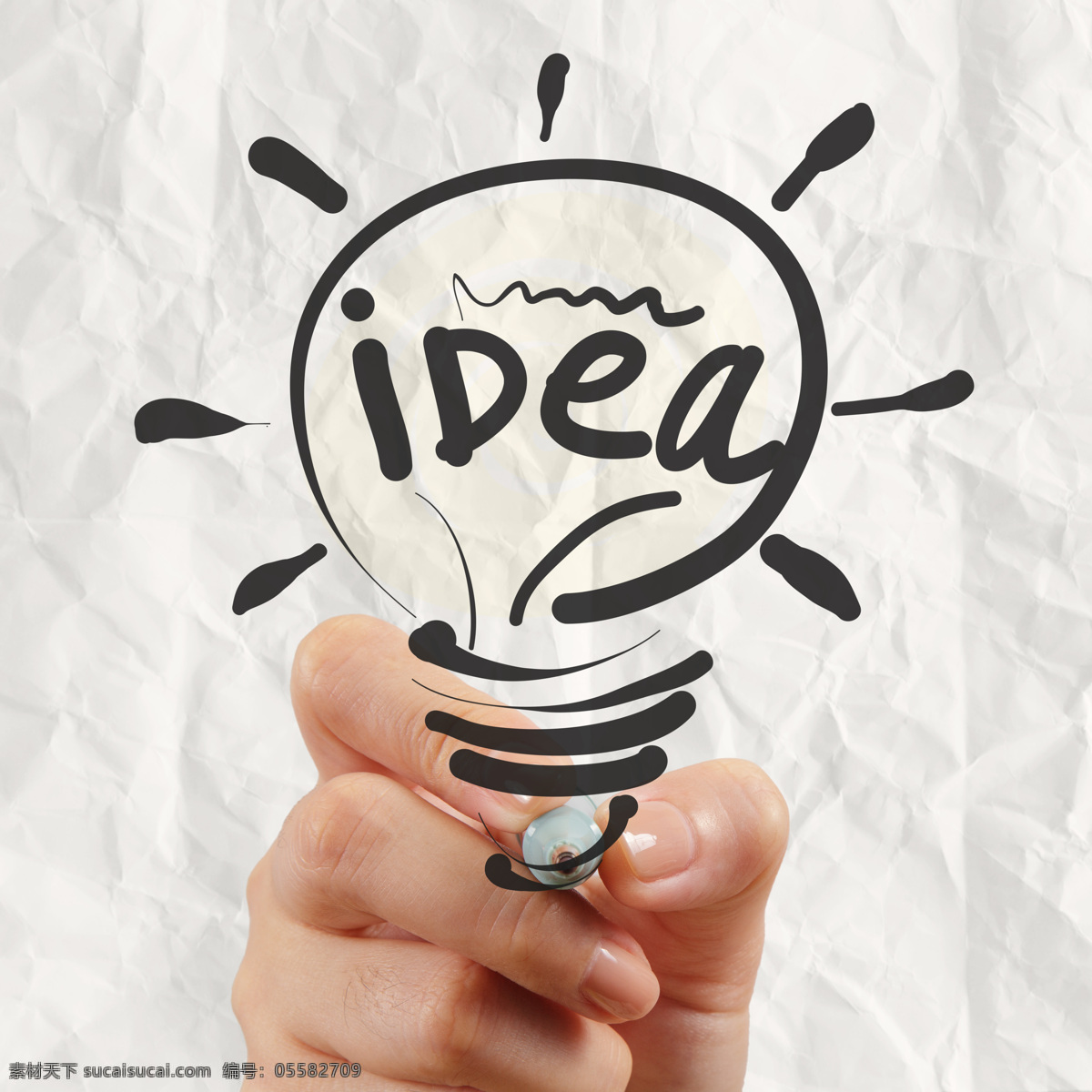 创意 想法 电灯泡 握笔手势 电灯 手绘电灯 创意想法 创新思维 现代商务 商务金融 其他类别 生活百科 白色