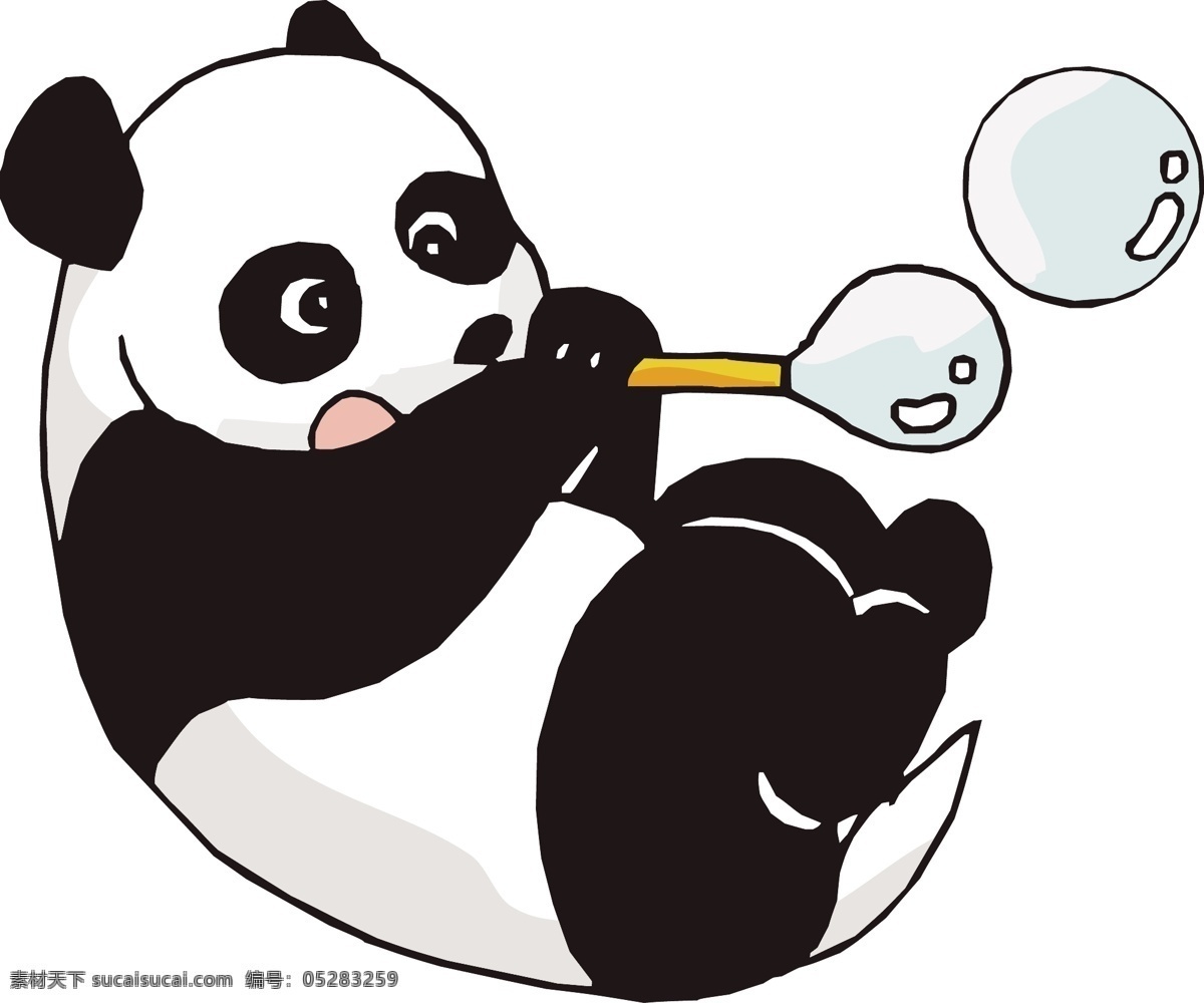 矢量熊猫 熊猫吹泡泡 小熊猫 卡通熊猫 可爱熊猫 动漫动画 动漫人物