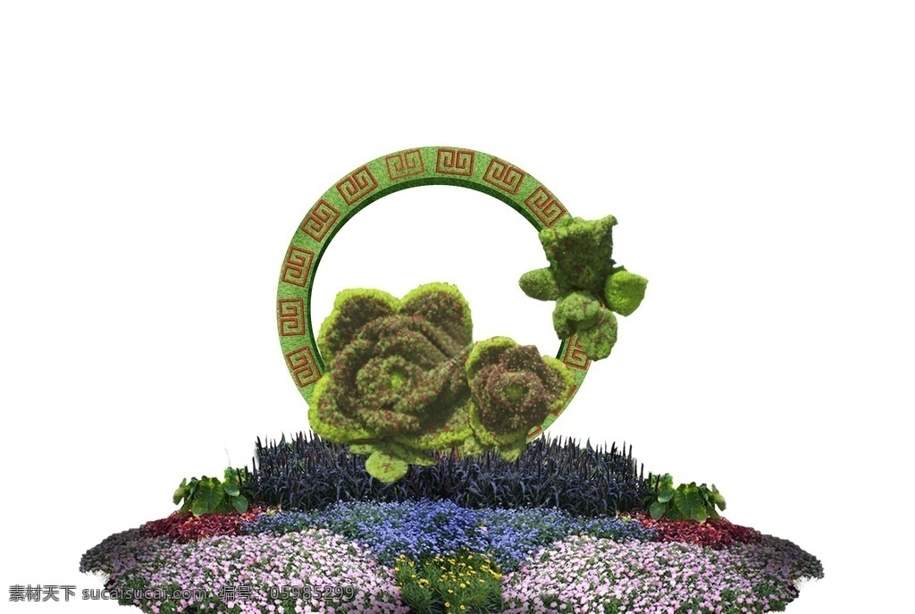 立体花坛 仿真植物 植物雕塑 仿真绿雕 分层