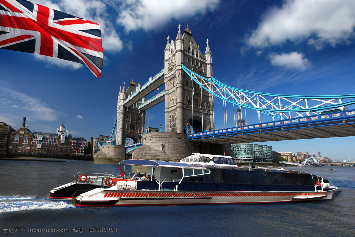 伦敦 塔桥 下 游艇 英国 国旗 伦敦塔桥 英国国旗 游船 观光盘 伦敦风景 城市风景 英国旅游景点 建筑设计 环境家居