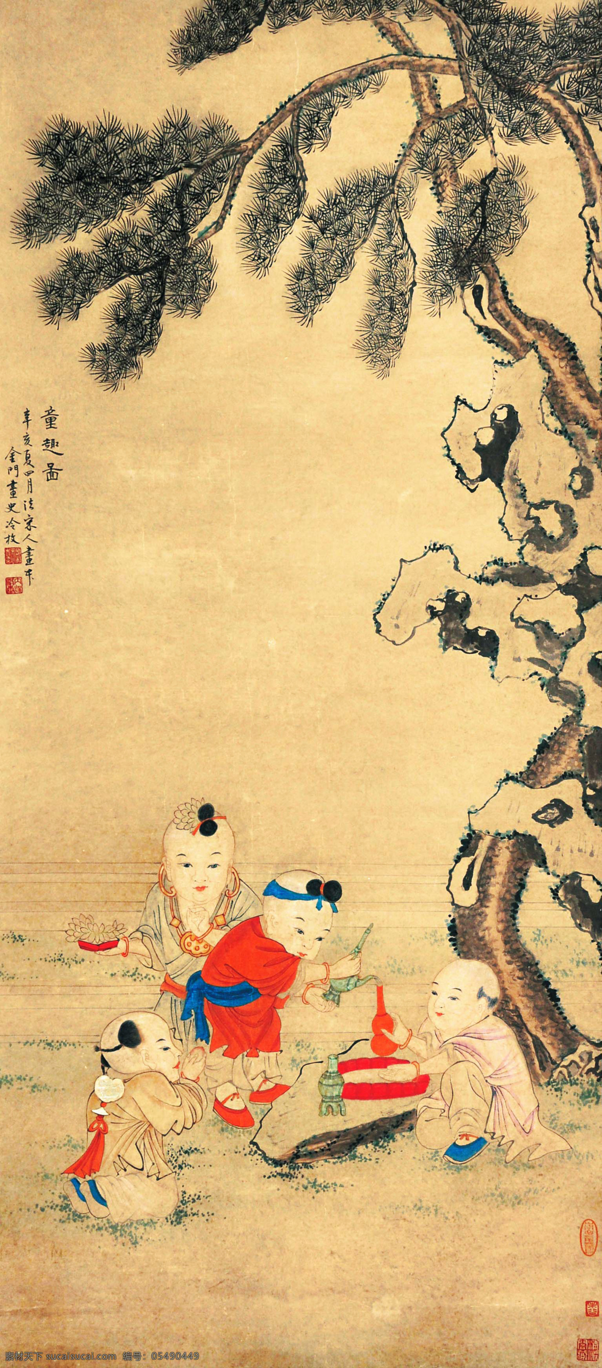 冷枚 童趣图 水墨画 国画 中国画 传统画 名家 绘画 艺术 文化艺术 绘画书法