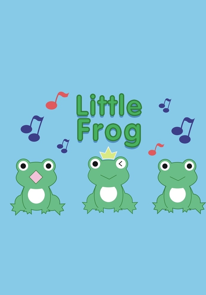三只 可爱 青蛙 唱歌 绿色 生物世界 野生动物