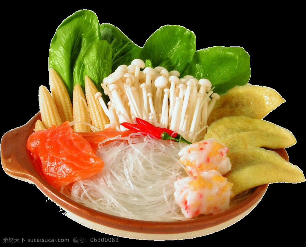美味 新鲜 海鲜 锅 金针菇 免扣素材 蔬菜 透明素材 虾丸 蟹肉 装饰图片