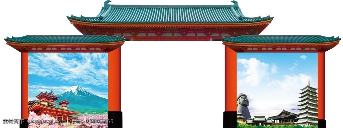 日本 韩国 门头 寺庙 分层 300pdi