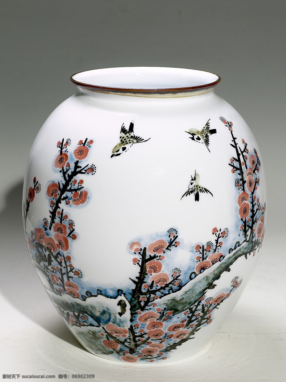 中国瓷器3 花瓶 梅花 水墨 传统文化 文化艺术
