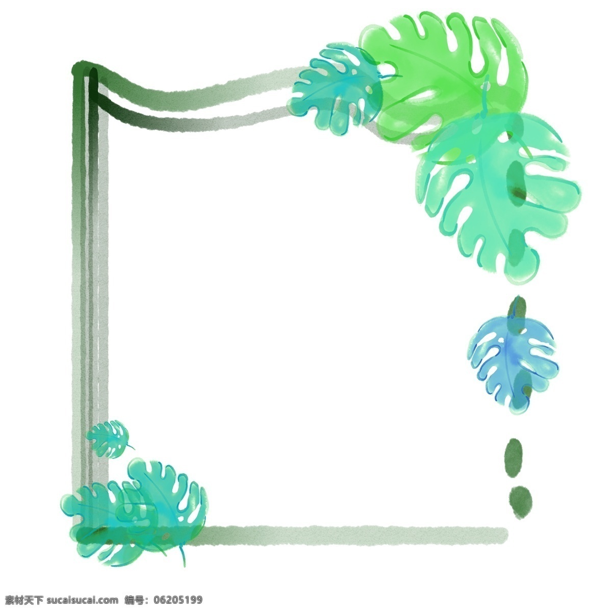 绿叶 装饰 边框 插画 绿色边框 小清新边框 绿色叶子 植物边框 可爱的边框 卡通边框 边框装饰插画