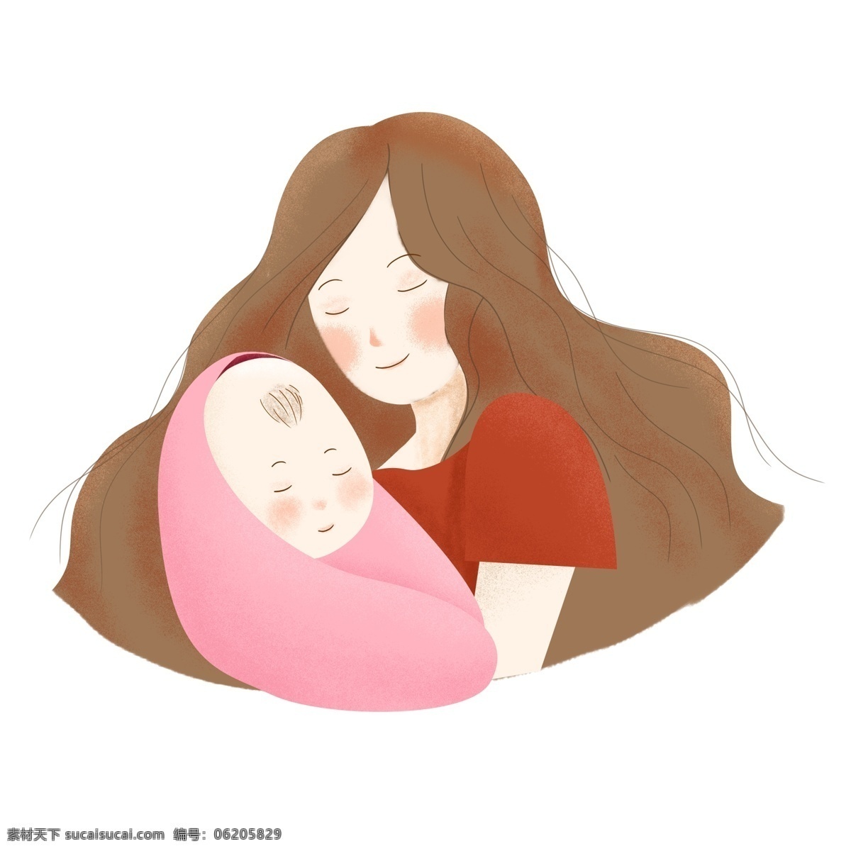 温馨 母子 相 拥 装饰 元素 装饰元素 手绘 襁褓 母亲 婴儿 孩子 拥抱