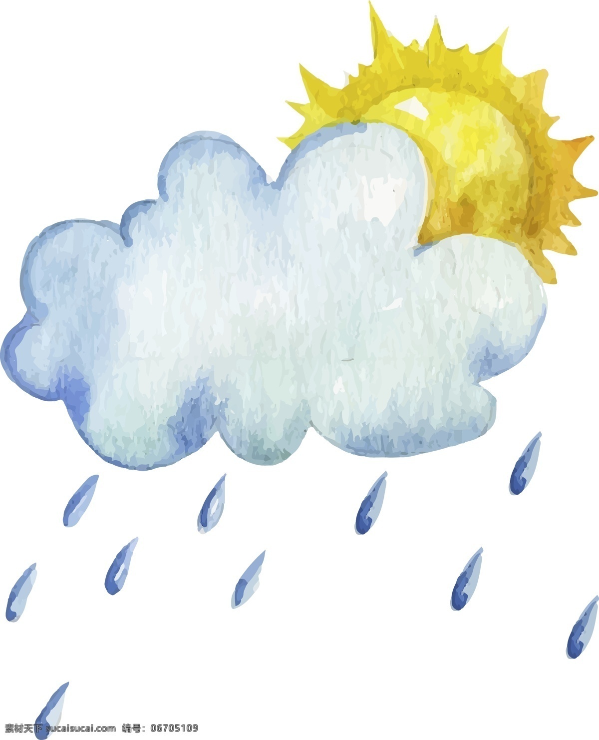 太阳 雨云 矢量 太阳雨云 矢量素材 矢量图 卡通素材 手绘素材