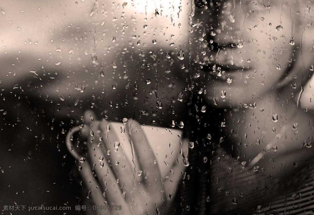 下雨 晚上 个人 孤单 玻璃窗 咖啡