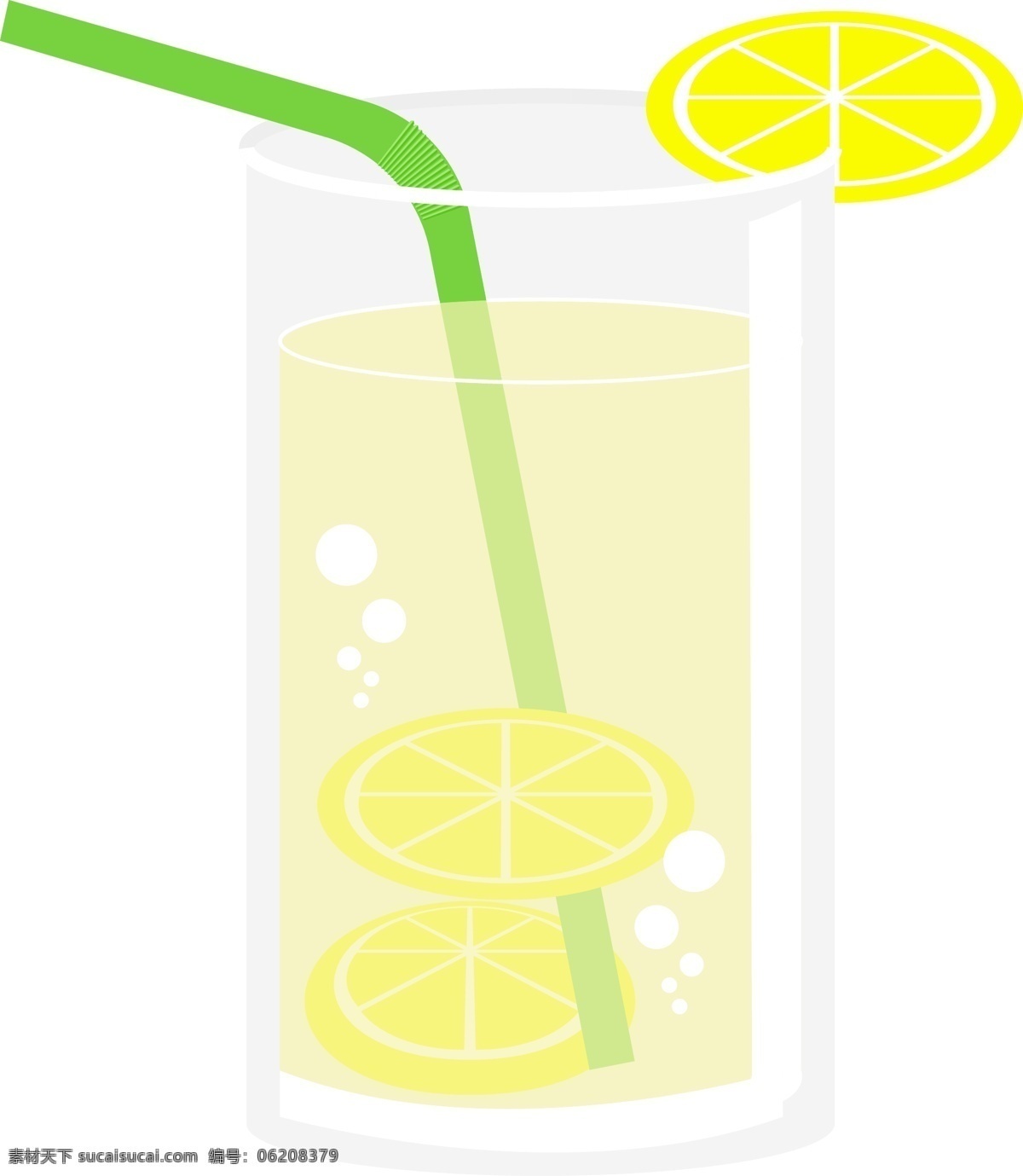 玻璃杯 盛放 柠檬水 柠檬 气泡 水杯 矢量图标 矢量 图标