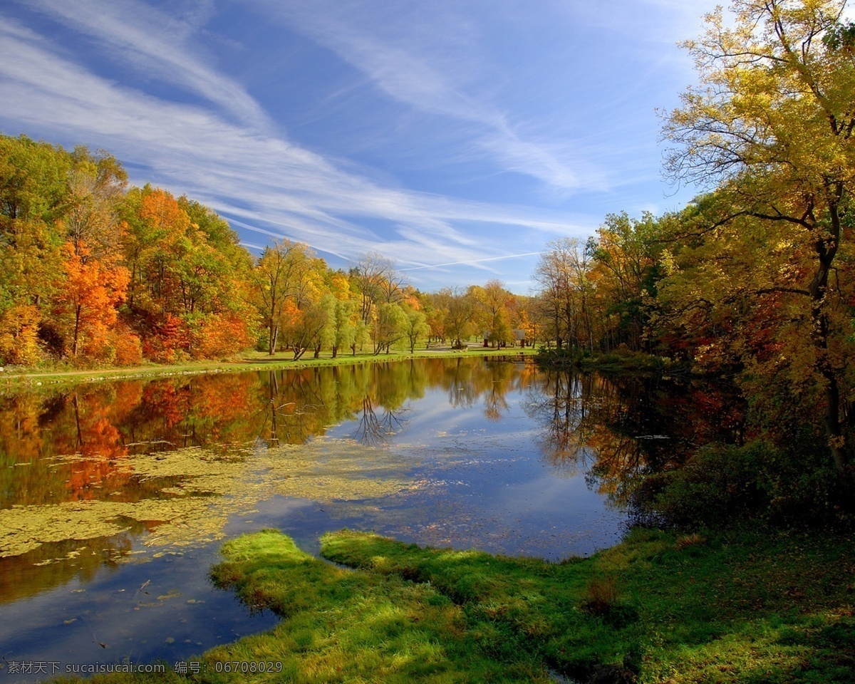 秋季 自然 森林 河流 风景 树木 自然景观 山水风景