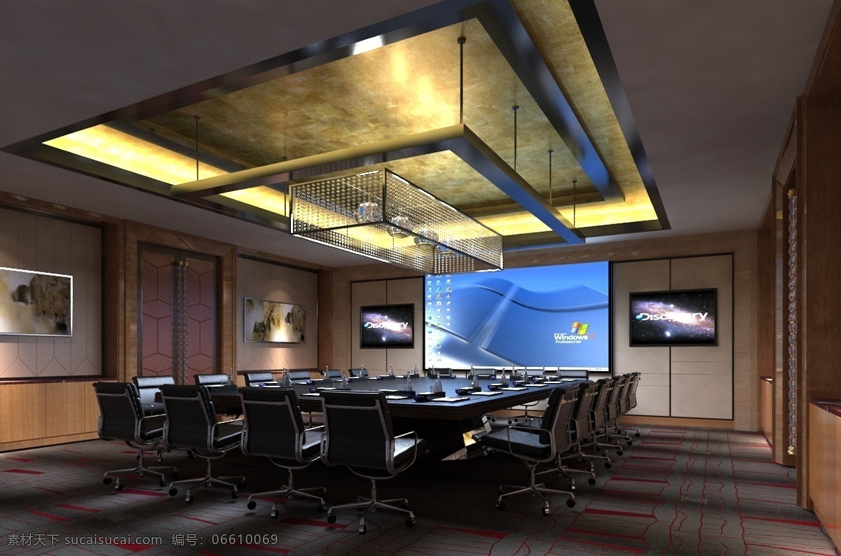 现代 简约 风 办公 空间 会议室 效果图 室内设计 室内装饰 吊顶 3dmax 最新 投影幕
