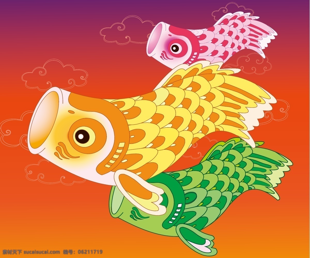 新年 喜庆 鲤鱼旗 动物 节日 鱼类 生物世界 矢量