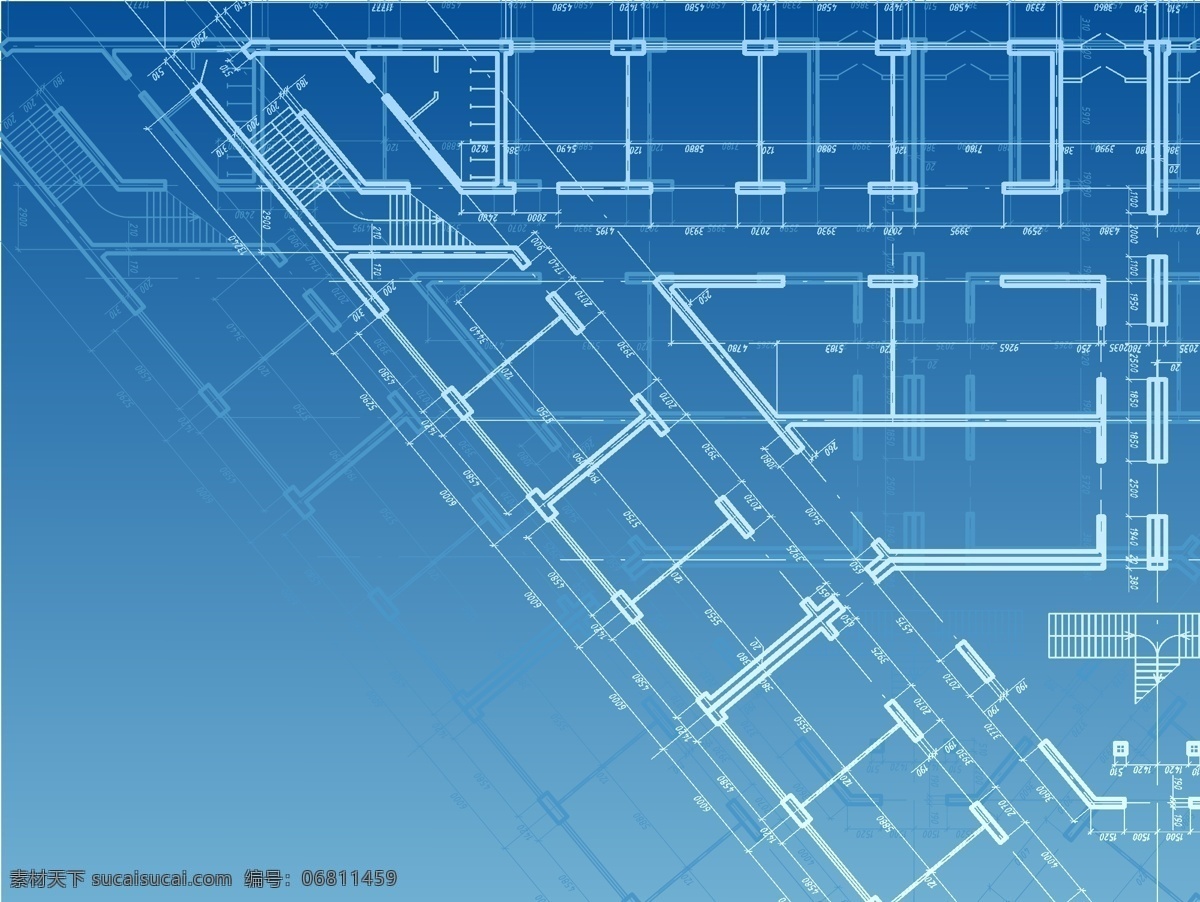 蓝色 建筑 线 稿 矢量 插图 蓝色背景 矢量插图 图稿 家居装饰素材 建筑设计