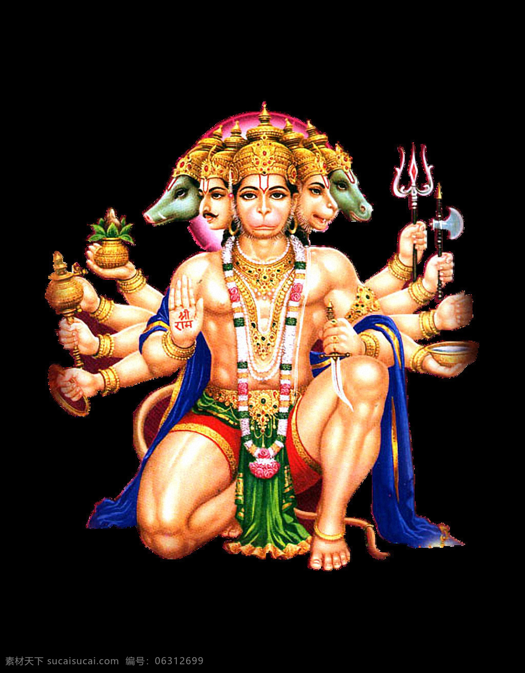 三头六臂 印度 猴 神 免 抠 透明 印度猴神 印度猴神坐像 印度教猴神像 印度猴神像 印度教的神 印度神话人物 印度教神像