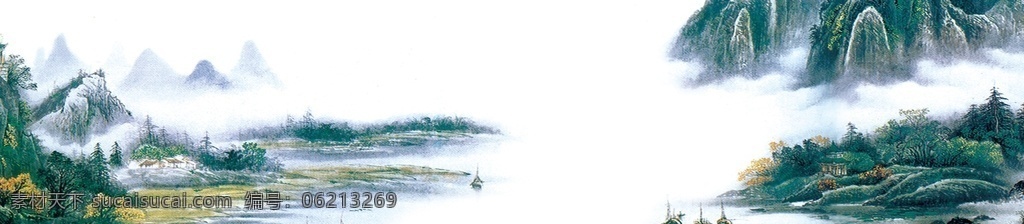 山水风景 山水 风景 油画 国画 青山 流水 绿水