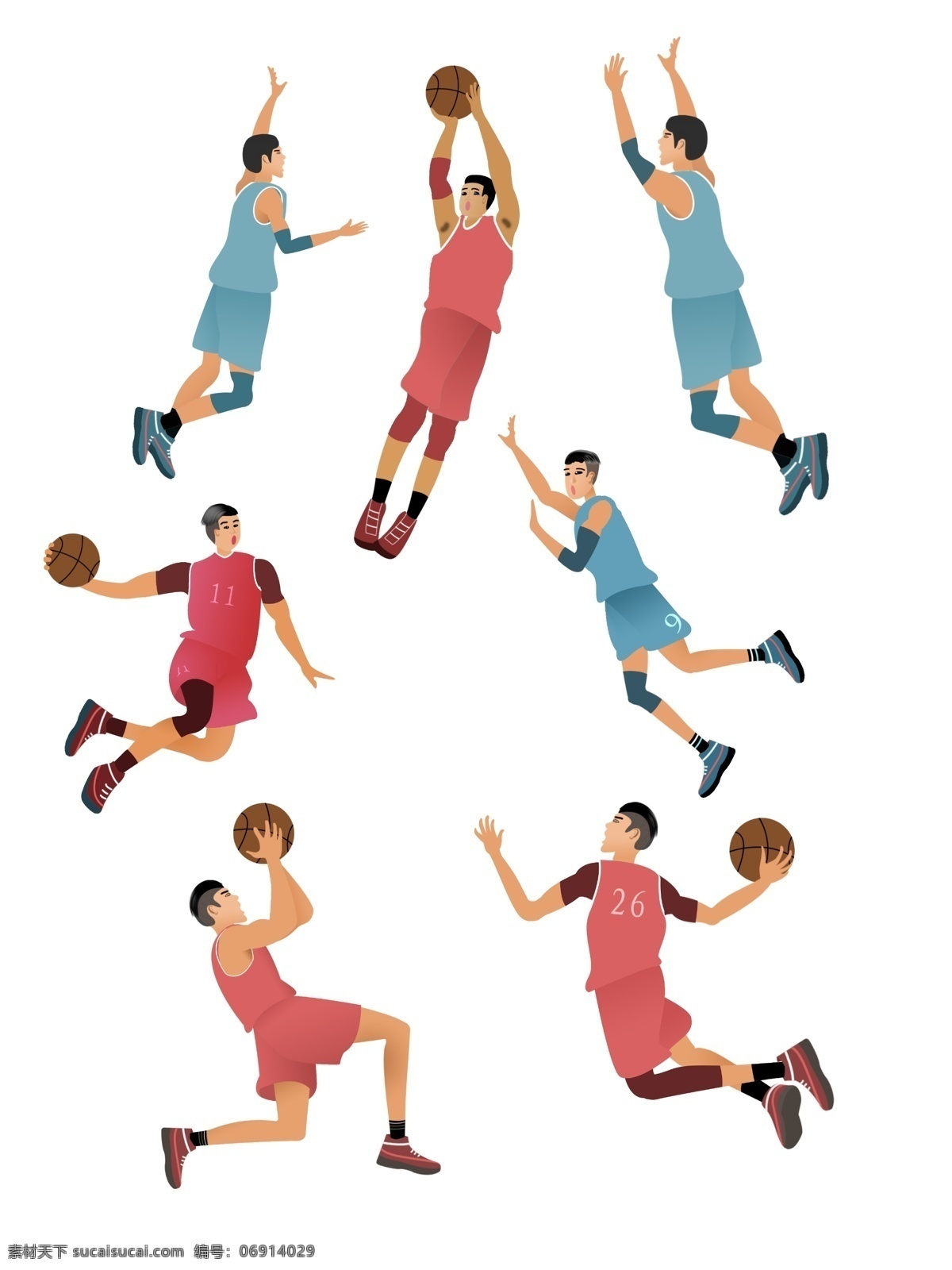 国际 篮球 日 球员 集合 卡通人物 篮球比赛 扣篮 飞人 国际篮球日