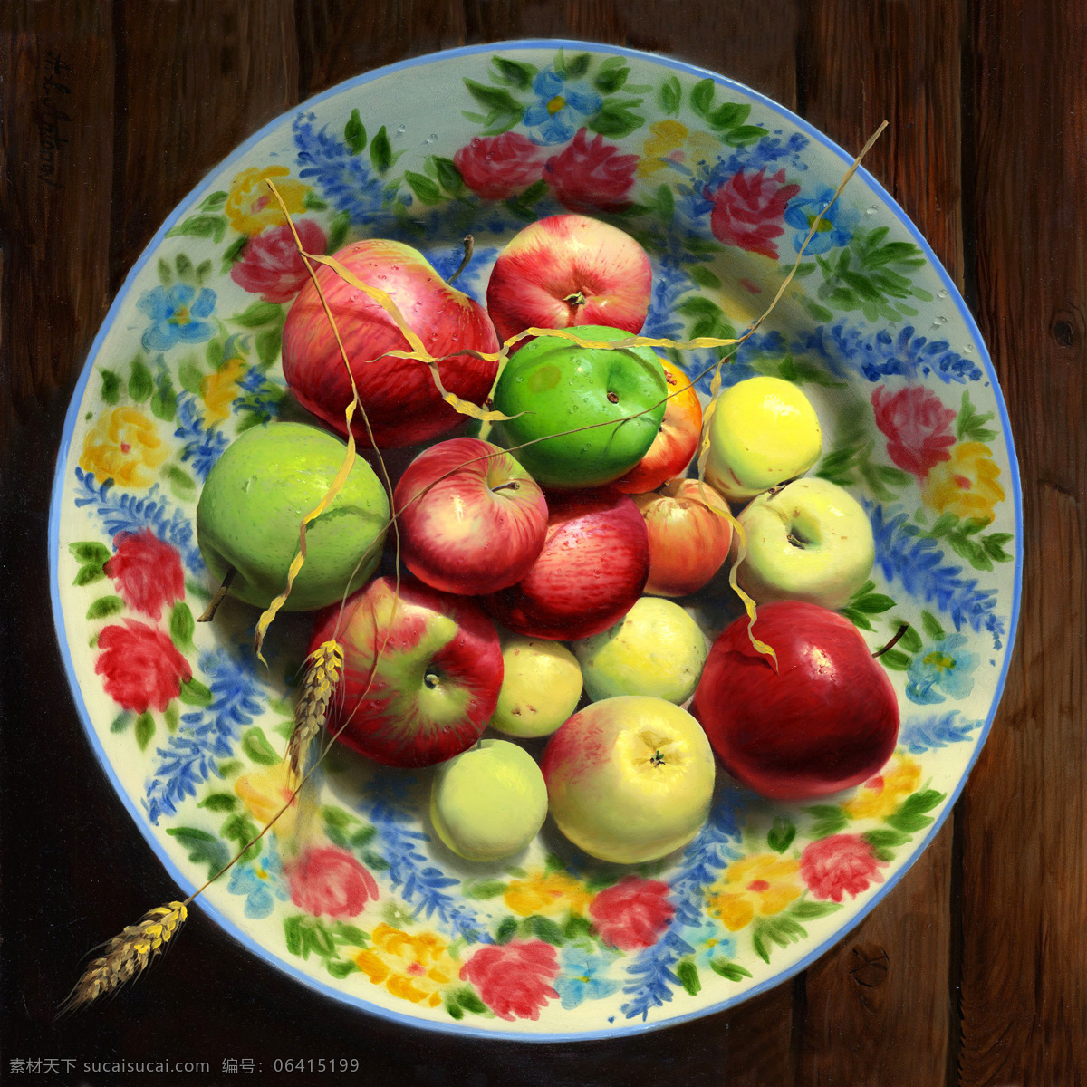 盘子 里 水果 静物 油画 瓷器 新鲜水果 苹果 桃子 静物油画写生 油画艺术 绘画艺术 装饰画 书画文字 文化艺术