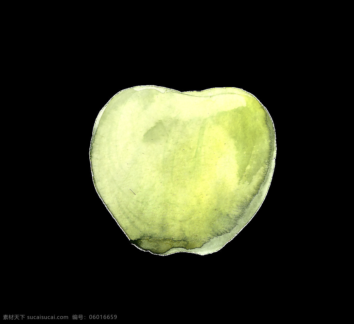 手绘 水彩 一个 苹果 透明 黄色 绿色 简约 光滑 透明素材 免扣素材 装饰图片