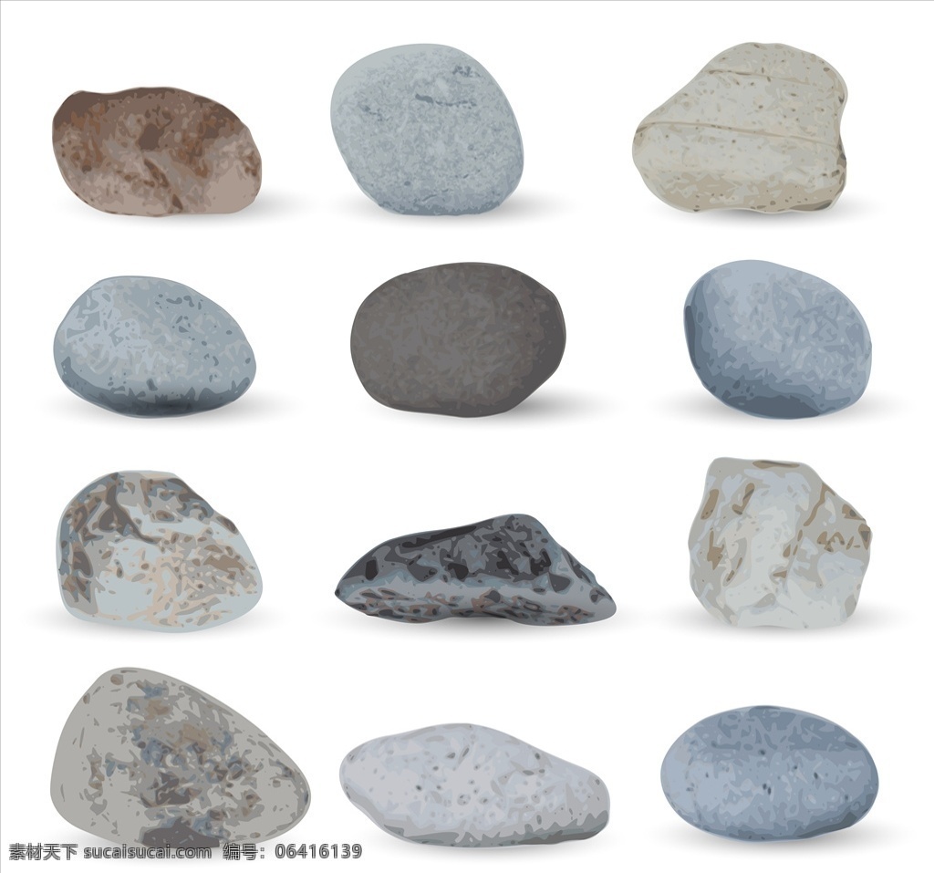 矢量石头 矢量 卡通 手绘 石头 石子 石块 石 图案 元素