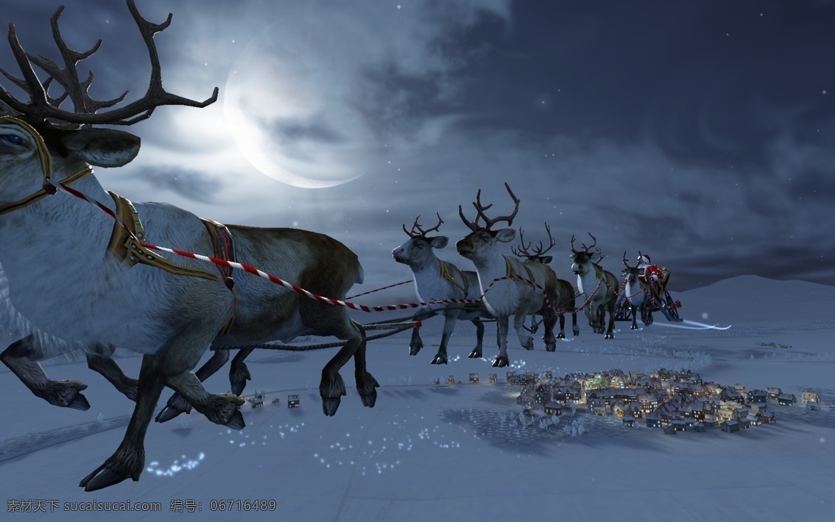 唯美 圣诞节 麋鹿 背景图片 夜晚 夜空 夜色 月亮