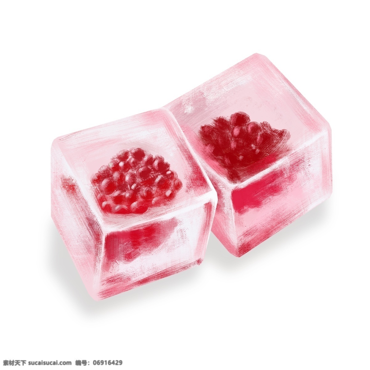 红色 果实 立体 冰块 降温 红色冰块 红色果实冰块 立体冰块 固体 水 水资源 冰爽冰块插画