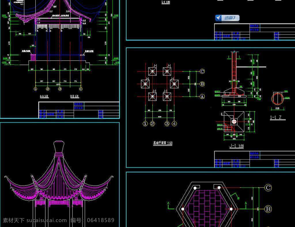 cad 长廊 仿古 古典 环境设计 廊架 凉亭 图纸 园林设计 源文件 古建 六角 亭 施工 dwg 重檐 八角亭 亭廊cad图 cad素材 室内图纸