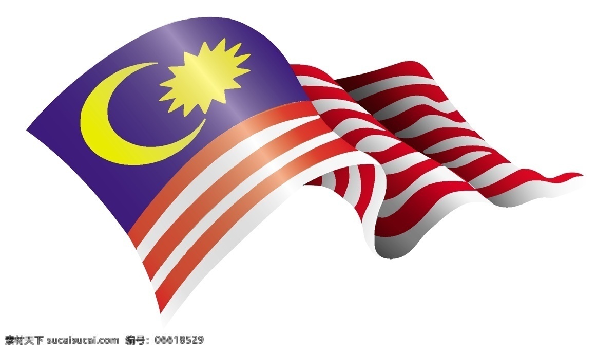 马来西亚 国旗 马来西亚国旗 太阳 月亮 白色