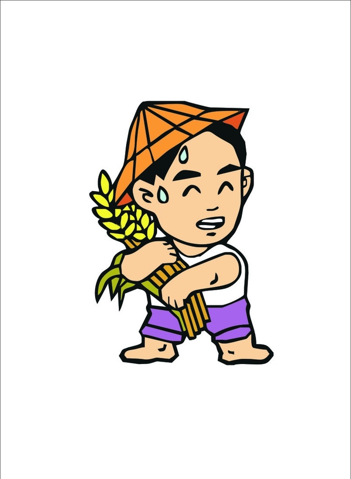 农民 卡通 可爱 小人物 麦子 麦穗 职业人物 矢量人物 矢量