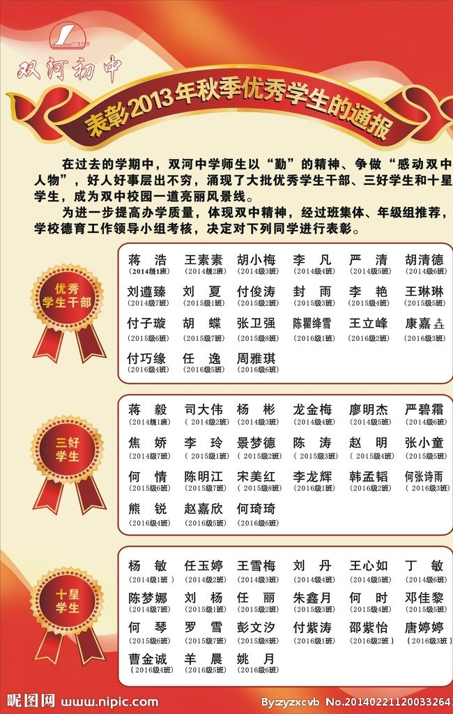 表彰学生通报 学校 表彰活动 红色 学生 名单 学习用品 生活百科 矢量