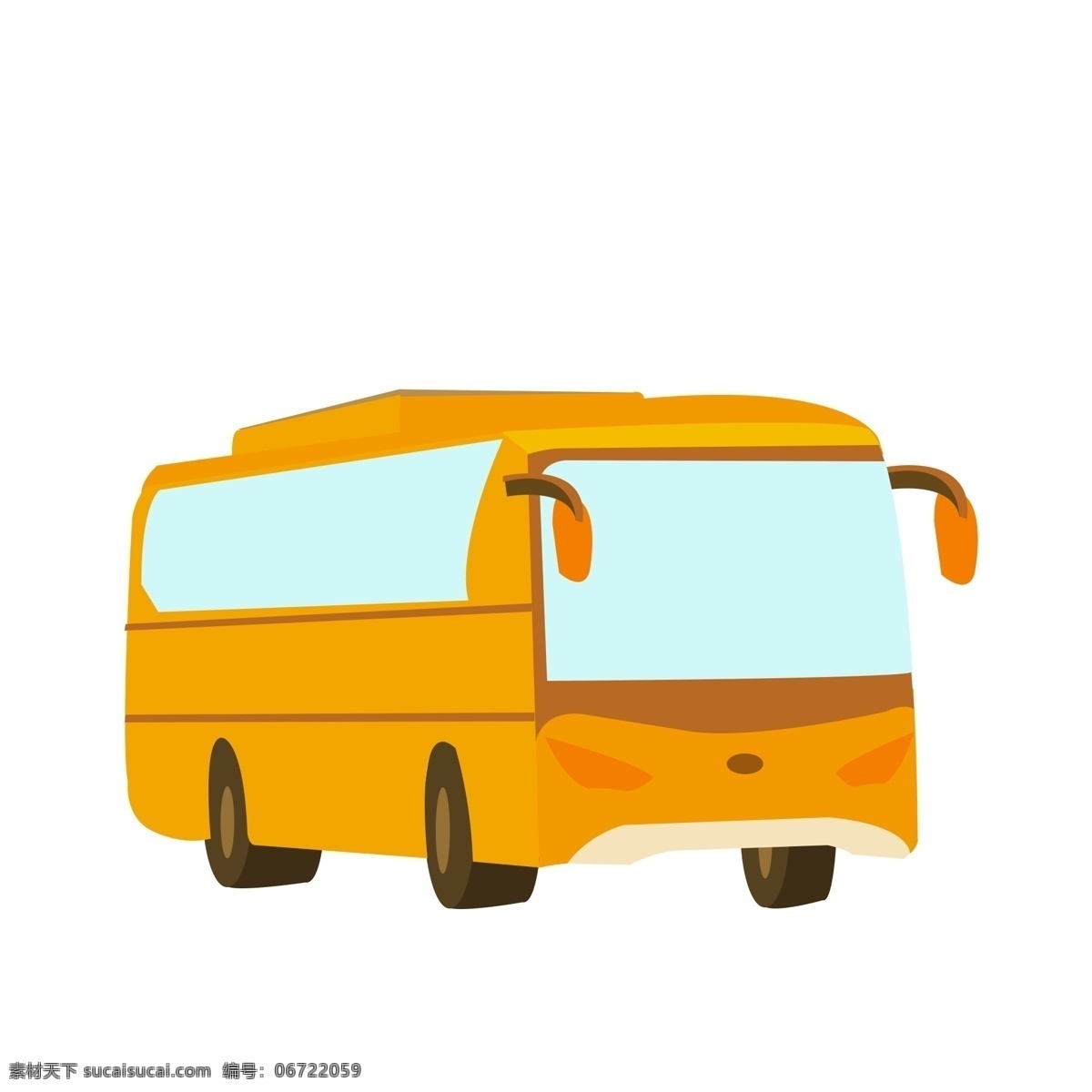 黄色 矢量 卡通 巴士 扁平化汽车 公共小巴 公共汽车 黄色汽车 免扣 公交 小巴 可爱 蓝色玻璃