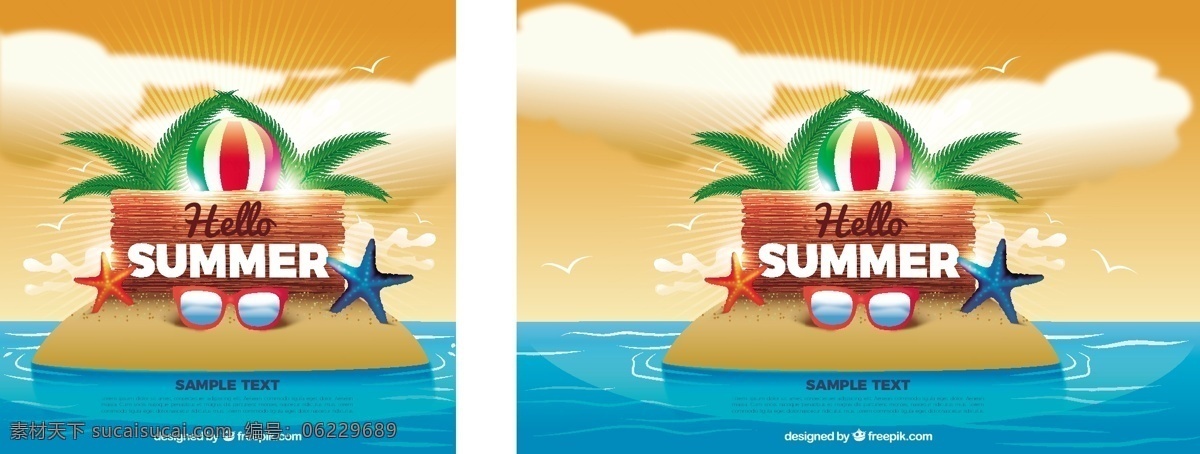 夏季 背景 现实 项目 树木 海洋 海滩 色彩 假日 云彩 多彩的背景 鸟类 棕榈树 装饰 太阳镜 度假 岛屿 夏季海滩 阳光 季节