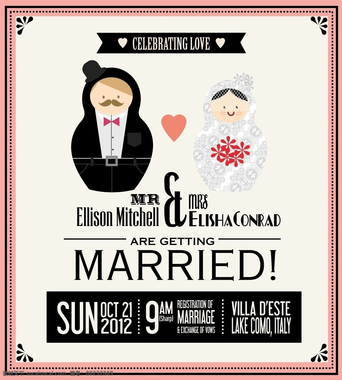 婚礼 海报 创意 模板 人偶 矢量 适用 格式 海报背景图