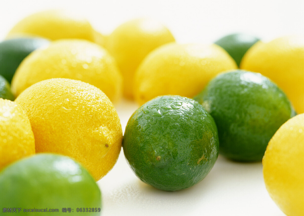 柠檬 高清 摄影图 水果 水果蔬菜 微距 新鲜 青黄两色 高精度图