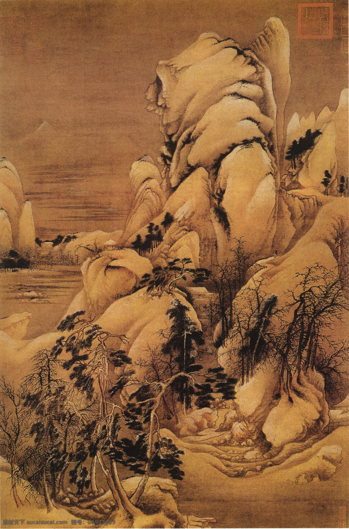 关山密雪图 中国名画 古画 文化艺术 绘画书法 设计图库