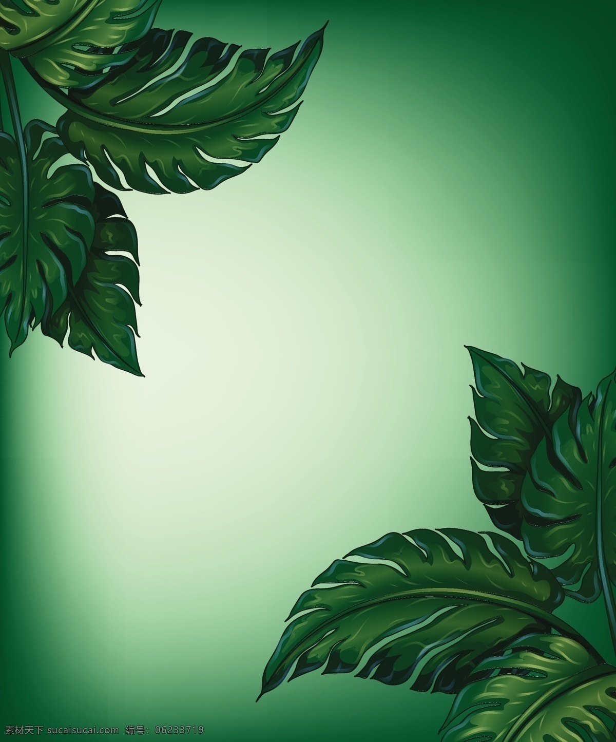 绿色 大自然 叶子 背景 背景素材 树叶 绿色背景 海报背景 手绘叶子 渐变背景