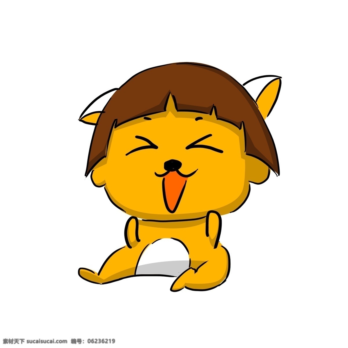 开心 黄色 海狸 插画 开心的海狸 黄色海狸 卡通小动物 大笑表情 开心的小动物 海狸装饰插画