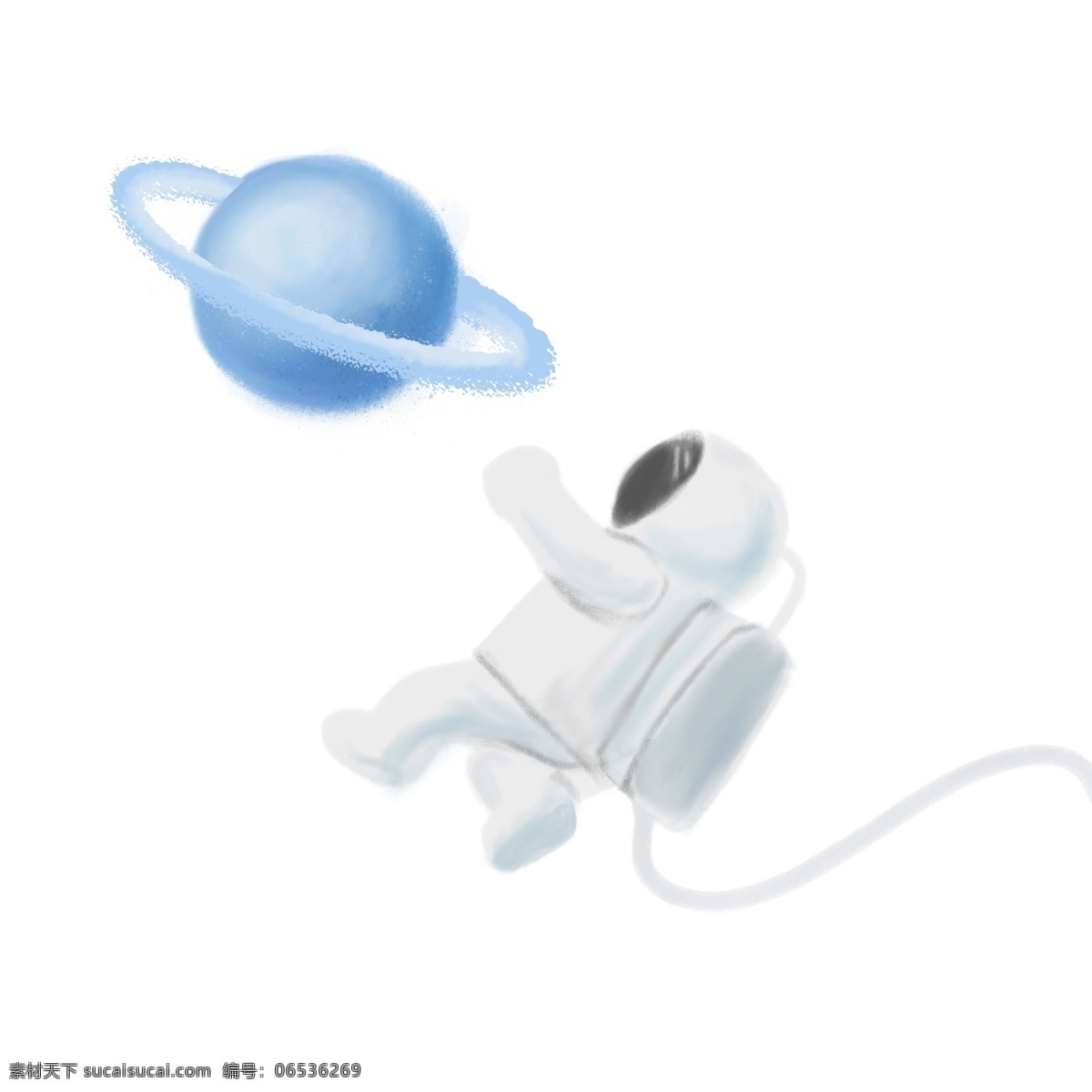 宇航员 航天 蓝色 星球 手绘 装饰 免 抠 白色 宇航服 宇宙 探险 远处的星球 蓝色的小行星 漂浮装饰 萌系