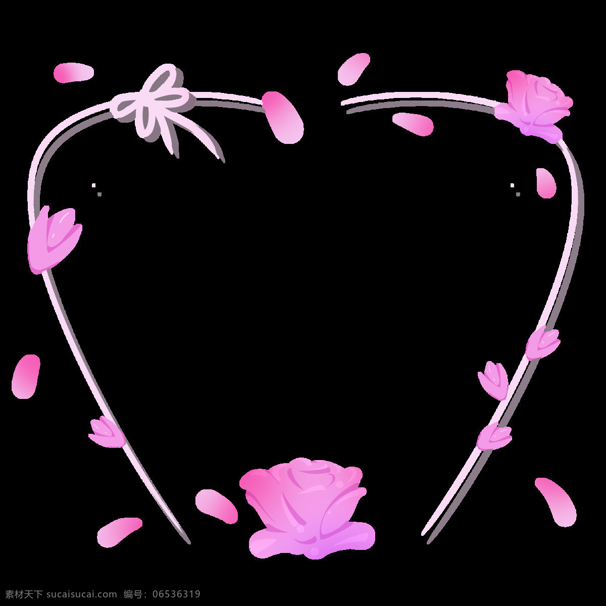 粉色 爱心 边框 插画 粉色边框 创意花瓣装饰 状 玫瑰装饰画 立体线条边框 唯美 装饰画