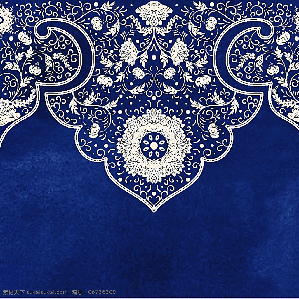 青花瓷 花纹 蓝色 印花矢量 文化艺术 传统文化