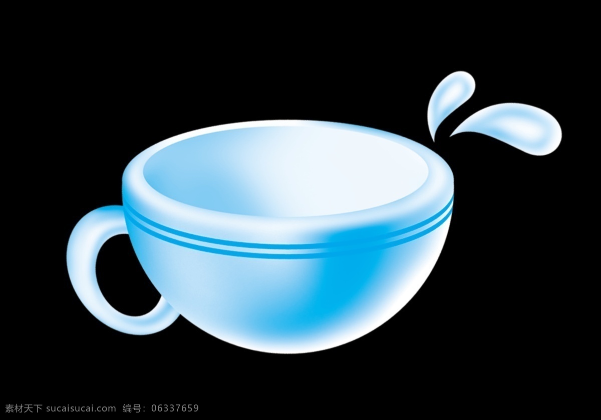 蓝色 咖啡杯 杯子 水杯 水滴 蓝色咖啡杯 psd源文件