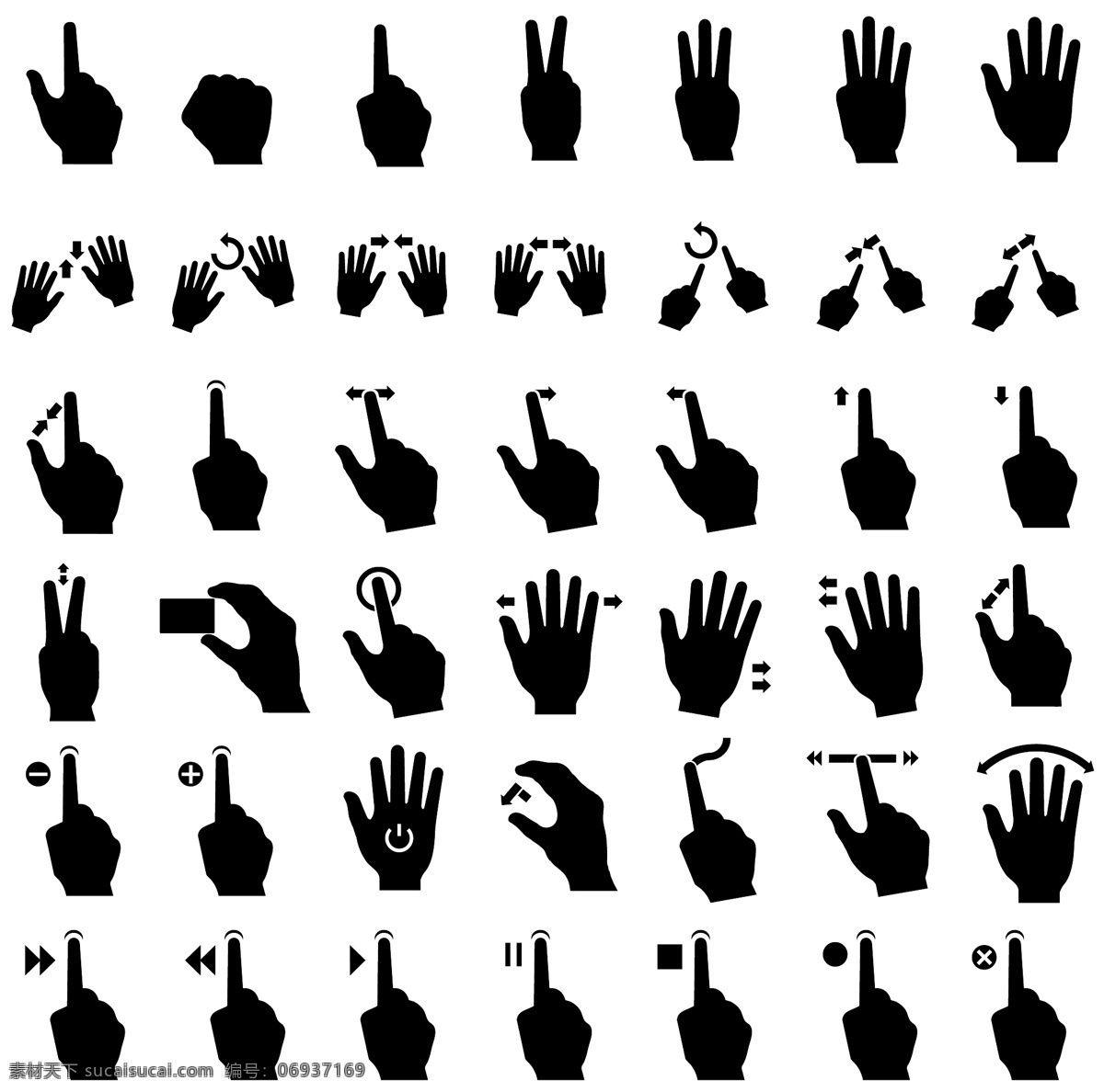 手势动作 手势 动作 指令 操作 说明 图标 简笔画 电子产品 单色 人物图库 生活人物