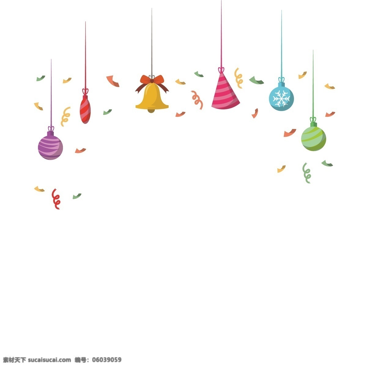 手绘 圣诞挂件 插画 圣诞挂饰 紫色球 蓝色 手绘挂饰 黄色铃铛 挂饰插画 挂饰插图
