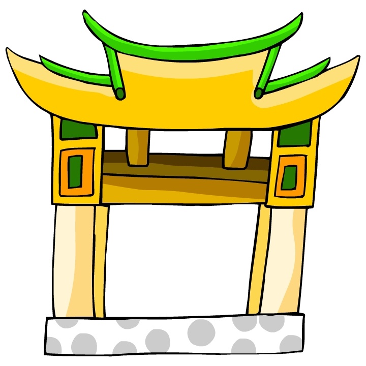 卡通古代建筑 风景建筑 矢量素材 设计素材 卡通建筑 矢量图库 白色
