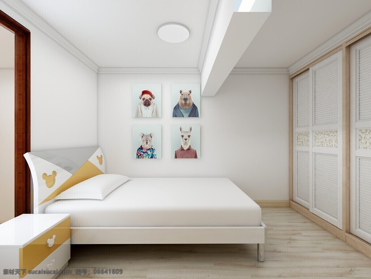 儿童房效果图 效果图 儿童房 白色 简约 小房间 室内设计 环境设计