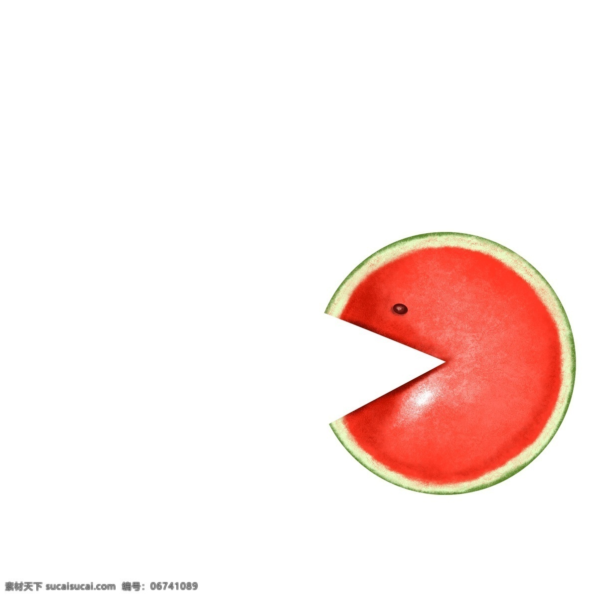 红色 新鲜 水果 果蔬 创意 吃 豆 人 西瓜 手绘 免 扣 鲜美 吃豆人 切开的西瓜 免扣 健康食品 天然食品 食材 食物 农产品