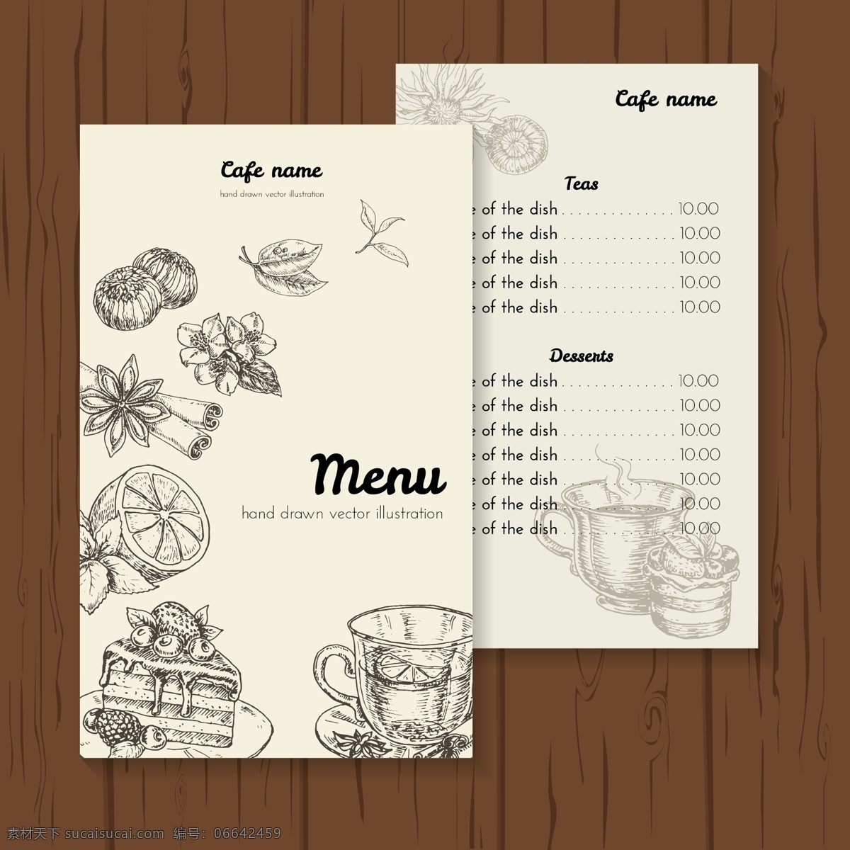 手绘 茶 餐厅 菜单 创意 菜餐厅 psd素材 矢量 高清图片