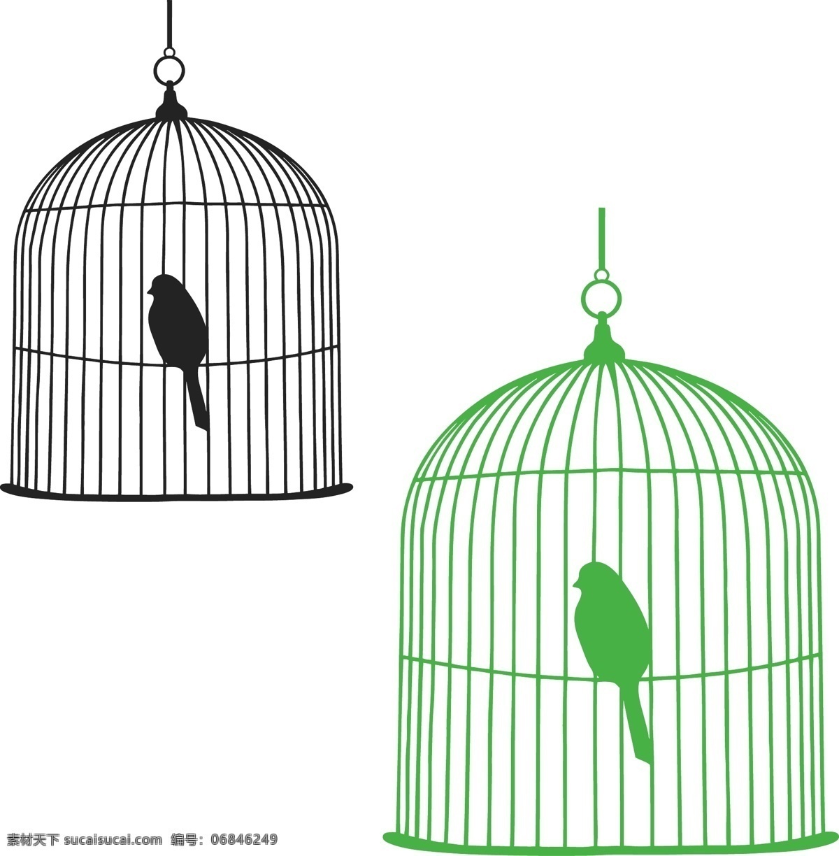 精美 矢量图 鸟笼子 小鸟 鸟 被关着的小鸟 t恤印花 图案素材 艺术设计