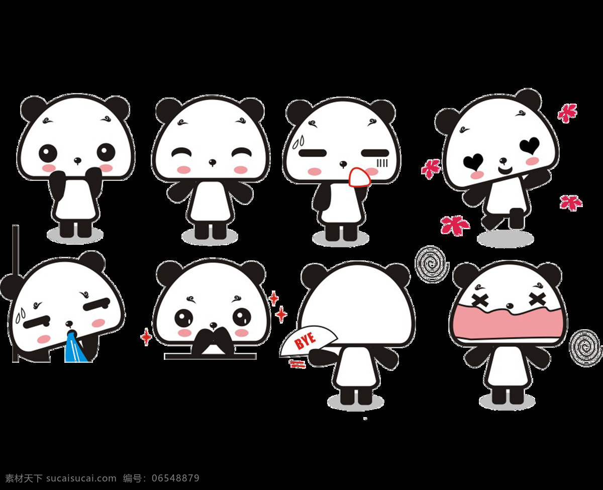 卡通 熊猫 元素 装饰 图案 表情 包 集合 矢量熊猫 卡通熊猫 熊猫元素 熊猫装饰 熊猫图案 可爱熊猫 站立熊猫 彩色 表情包