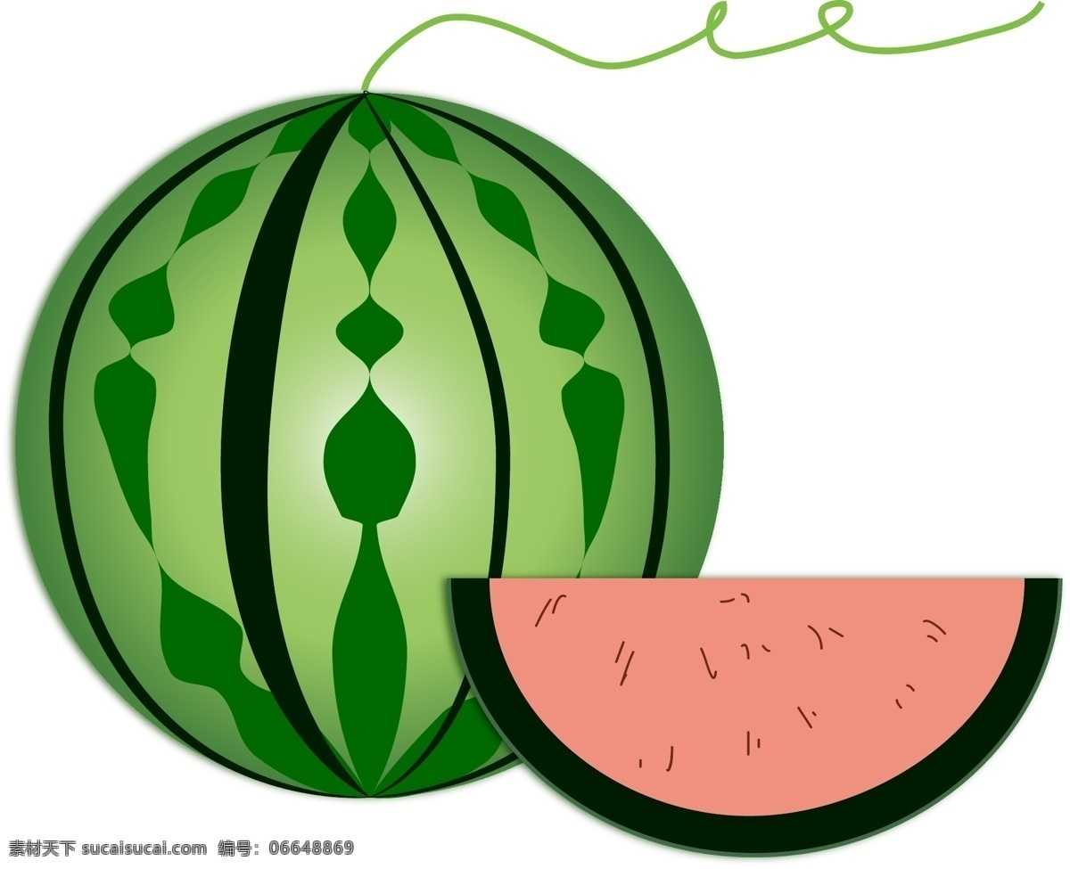 甜甜 西瓜 手绘 插画 手绘西瓜 新鲜 手绘新鲜水果 甜甜的西瓜 绿皮西瓜插画 可口